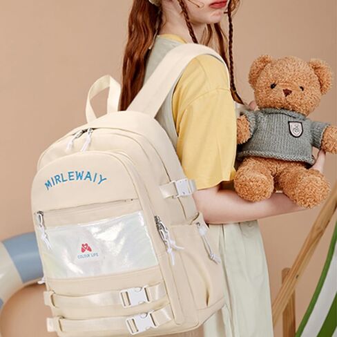 حقيبة ظهر MIRLEWAIY للفتيات في المدارس والسفر وحقيبة الكتب Daypack مقاس 16 بوصة حقائب كاجوال مقاومة للماء، أرجواني in Kuwait