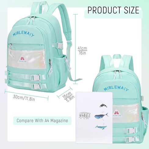 حقيبة ظهر MIRLEWAIY للفتيات في المدارس والسفر وحقيبة الكتب Daypack مقاس 16 بوصة حقائب كاجوال مقاومة للماء، أرجواني in Kuwait