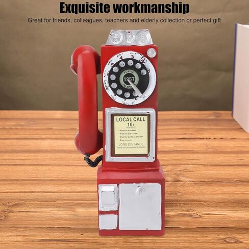 Antique Telephone Ornament, Fashionable Classic Cell Phone Model, Vintage Rotary Antique Telephone Decor, Crafts Ornaments Cafe Bar Window Booth Decoration (Red) in Saudi Arabia