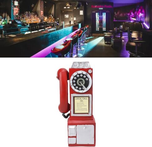 Antique Telephone Ornament, Fashionable Classic Cell Phone Model, Vintage Rotary Antique Telephone Decor, Crafts Ornaments Cafe Bar Window Booth Decoration (Red) in Saudi Arabia