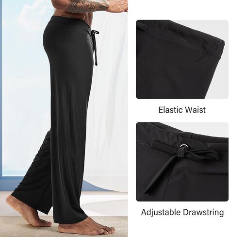 Mens Ice Silk Yoga Pants Home Trousers Lounging Bodybuilding Casual Pants Joggers Sweatpants in Saudi Arabia