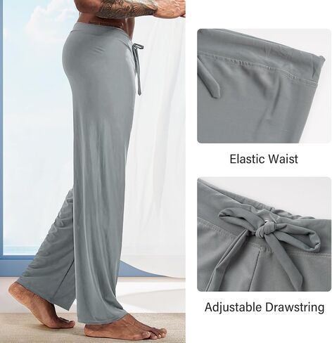 Mens Ice Silk Yoga Pants Home Trousers Lounging Bodybuilding Casual Pants Joggers Sweatpants in Saudi Arabia