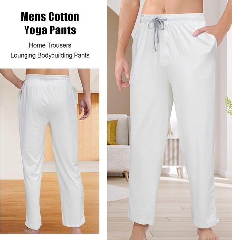 Mens Cotton Yoga Pants Home Trousers Running Bodybuilding Casual Pants Joggers Lightweight Sweatpants in Saudi Arabia
