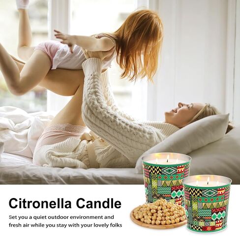Citronella Candles Set of 2, Lemongrass Candles 7OZ, Outdoor Indoor Scented Candles with Pure Citronella Essential Oil and Natural Soy Wax in Saudi Arabia