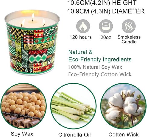 Citronella Candles Set of 2, Lemongrass Candles 7OZ, Outdoor Indoor Scented Candles with Pure Citronella Essential Oil and Natural Soy Wax in Saudi Arabia