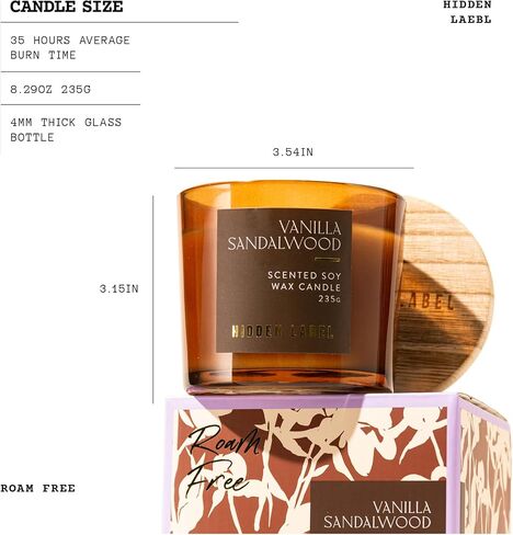 شمعة معطرة بالليمون الصقلية مخفية، فتيل قطن 100% خالٍ من الرصاص، أغطية خشبية مستدامة، شموع معطرة للمنزل، 8.3 أونصة in Kuwait