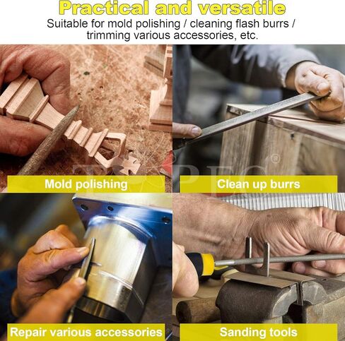 Topec Small File Set, Needle Diamond Files 15PCS, 7pcs Jewlers Files & 7pcs Steel Files with Metal Brush and Storage Bag，for Precision Metal File Work, Wood, Jewelry, Plastic, DIY Carving Tool Kit in Kuwait