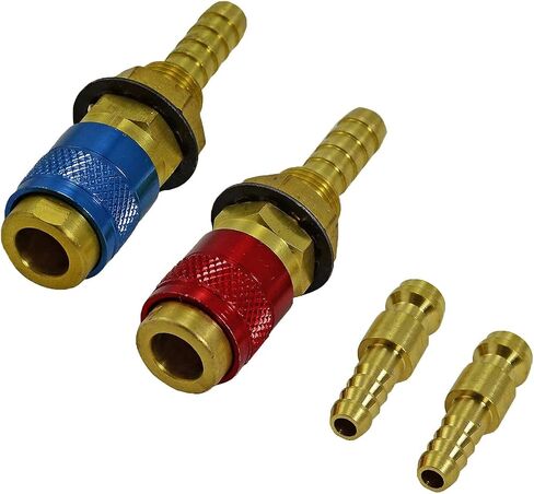 RIVERWELD Argon Quick Connect Fittings Hose Connector For PTA DB SR WP 9 17 18 26 TIG Welding Torch Red Blue Gold Color 3set in Kuwait