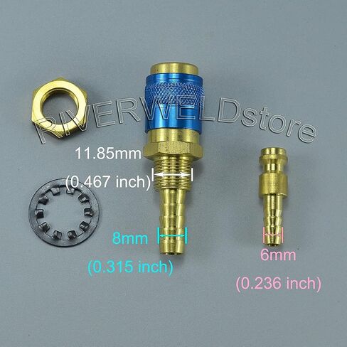 RIVERWELD Argon Quick Connect Fittings Hose Connector For PTA DB SR WP 9 17 18 26 TIG Welding Torch Red Blue Gold Color 3set in Kuwait