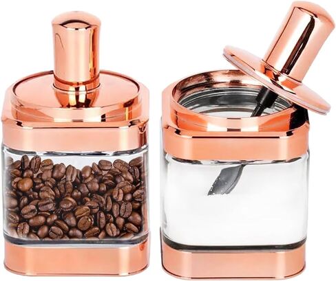 مجموعة برطمانات البهارات من YYW مكونة من 2 صندوق حاوية توابل زجاجية 11 أونصة/320 مل، صندوق توابل شفاف مع غطاء وملعقة لتوابل الملح والفلفل والسكر (فضي)، ذهبي وردي in Kuwait