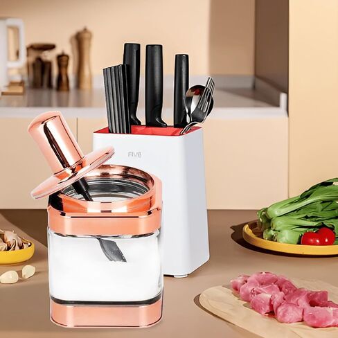 مجموعة برطمانات البهارات من YYW مكونة من 2 صندوق حاوية توابل زجاجية 11 أونصة/320 مل، صندوق توابل شفاف مع غطاء وملعقة لتوابل الملح والفلفل والسكر (فضي)، ذهبي وردي in Kuwait