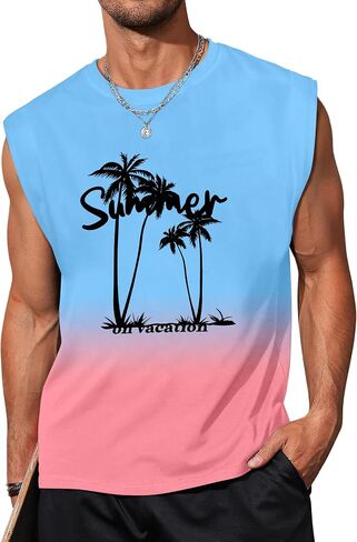 Men's Tank Tops Summer Graphic Beach Tank Tops for Men Running Tank Top Men Muscle Sleeveless Workout Shirts for Men in Saudi Arabia