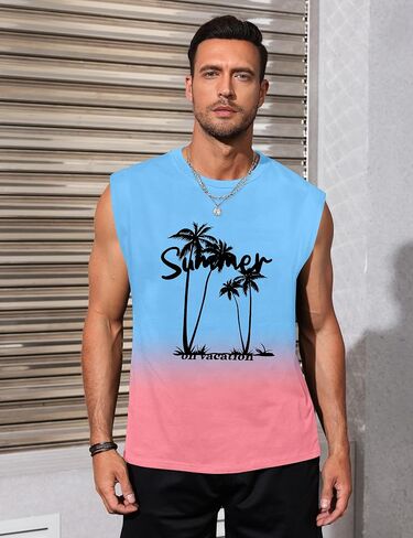 Men's Tank Tops Summer Graphic Beach Tank Tops for Men Running Tank Top Men Muscle Sleeveless Workout Shirts for Men in Saudi Arabia