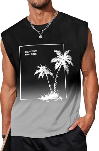Men's Tank Tops Summer Graphic Beach Tank Tops for Men Running Tank Top Men Muscle Sleeveless Workout Shirts for Men in Saudi Arabia