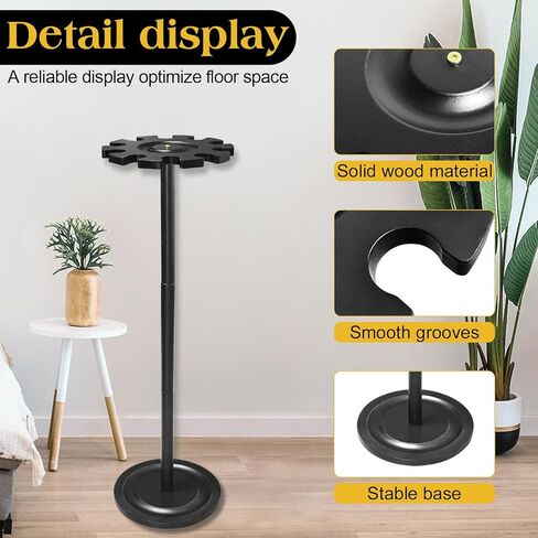 حامل عرض حامل مضرب البيسبول TP، رف عرض البيسبول، رف رف حامل مضرب البيسبول من الخشب الصلب، منظم تخزين مضرب البيسبول، حامل 10 مضارب (أسود) in Kuwait