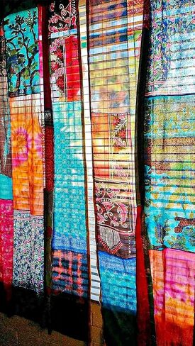 Home Decorative Silk Sari Curtains Unique Patchwork Design Light Filtering Window Panels for Living Room and Bedroom 84-inch Length (Pink) in Saudi Arabia