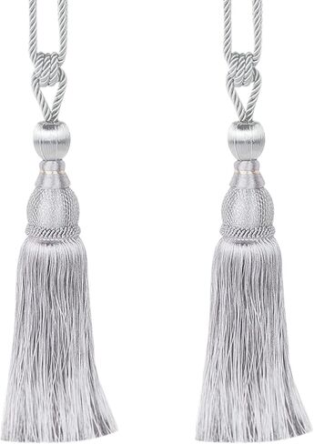 2Pcs Curtain Tiebacks Ropes Tassel Holdbacks Handmade Cotton Rope Window Curtain Buckle Clip Holder Boho Macrame Drapery Tie-Backs Rope Decorative Rope Curtain Ties for Home Office Dorm Patio in Kuwait
