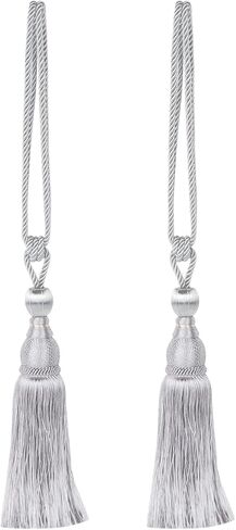 2Pcs Curtain Tiebacks Ropes Tassel Holdbacks Handmade Cotton Rope Window Curtain Buckle Clip Holder Boho Macrame Drapery Tie-Backs Rope Decorative Rope Curtain Ties for Home Office Dorm Patio in Kuwait