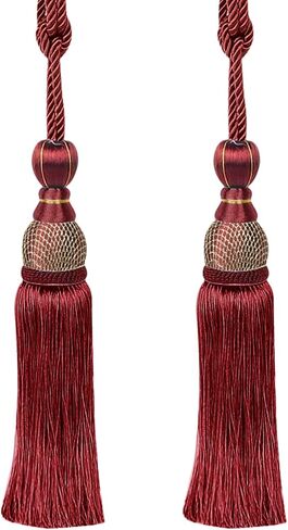 2Pcs Curtain Tiebacks Ropes Tassel Holdbacks Handmade Cotton Rope Window Curtain Buckle Clip Holder Boho Macrame Drapery Tie-Backs Rope Decorative Rope Curtain Ties for Home Office Dorm Patio in Kuwait