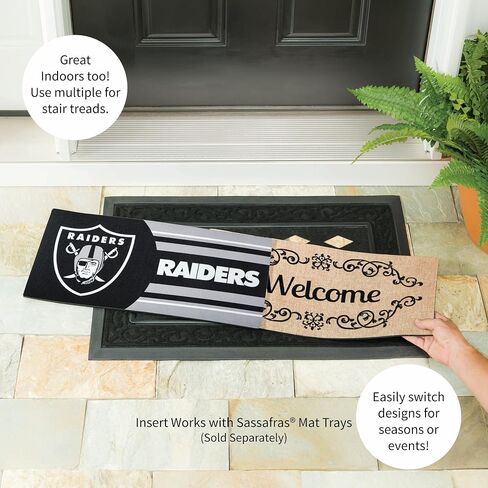 حشوات سجادة التبديل من Team Sports America NFL Las Vegas Raiders Sassafras، سجادة باب أمامية قابلة للتبديل، مدخل خارجي، سجادات باب داخلية للمدخل، 22 × 10 بوصة إدراج ممسحة Sassafras in Saudi Arabia