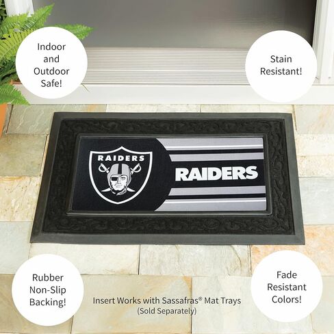 حشوات سجادة التبديل من Team Sports America NFL Las Vegas Raiders Sassafras، سجادة باب أمامية قابلة للتبديل، مدخل خارجي، سجادات باب داخلية للمدخل، 22 × 10 بوصة إدراج ممسحة Sassafras in Saudi Arabia