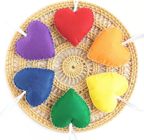 Christmas Heart Ornament Set - Set of 6 White and Red Felt Hearts with Snowflake Design - Heart Decorations for Christmas Tree - Stuffed Heart Ornaments - Handmade Scandinavian Style in Saudi Arabia