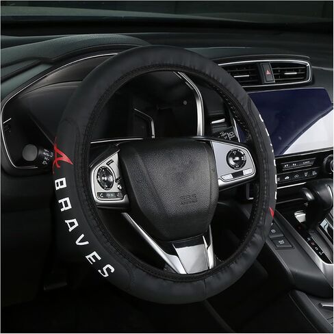for Braves Steering Wheel Cover Leather Black fit Braves Car Accessories for Sports Fans,Universal Size14-15 Inch fit Most car SUV Trucks. (for YongS) in Saudi Arabia