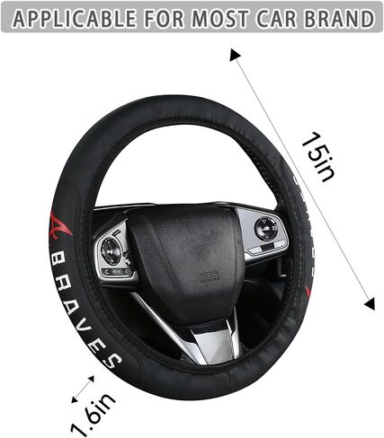for Braves Steering Wheel Cover Leather Black fit Braves Car Accessories for Sports Fans,Universal Size14-15 Inch fit Most car SUV Trucks. (for YongS) in Saudi Arabia