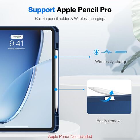 حافظة Fintie SlimShell لجهاز iPad Air 13 بوصة (M2) 2024 - [حامل قلم رصاص مدمج] غطاء خلفي واقٍ ناعم من مادة TPU مع تنبيه/غفو تلقائي، كتاب التركيب in Saudi Arabia