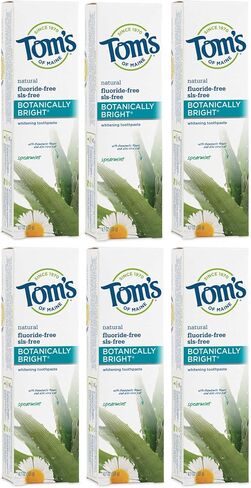 Tom's of Maine Natural Fluoride Free Botanically Bright Toothpaste, Peppermint, 4.7 Ounce, 6 Count (Pack of 1) in Saudi Arabia