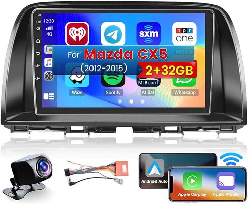 Roinvou [2G+32G] Android 13 Car Stereo for Mazda CX5 2012-2015 with Wireless Carplay Android Auto, 9" Touch Screen Car Radio Support GPS/WiFi/Bluetooth/26UI/Voice Control/SWC/Backup Camera in Saudi Arabia