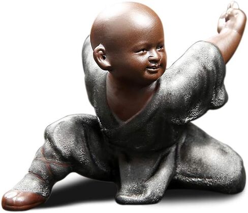 DIYOMR Chinese Kung Fu Shaolin Monk Figurines Crafts Ornaments Statues, Ceramic Kung Fu Martial Arts Sculpture for Home Decor Display Desktop (Silver Gray C) in Saudi Arabia