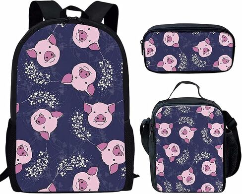 FKELYI American Flag Sunflower Shoulder Bags School Backpack Students Cow Print College Bookbag with Lunch Box Pencil Case in Saudi Arabia