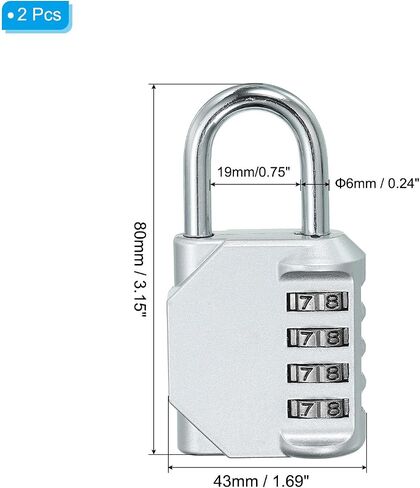 PATIKIL 3 Inch Long 4 Digit Combination Padlock, 2 Pack Waterproof Zinc Alloy Resettable Combination Lock for Outdoor Gym Gate Box, Pink in Saudi Arabia