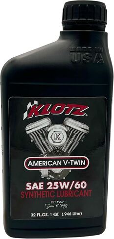 Klotz American V-Twin Synthetic Motorcycle Oil Lubricant 20W-50 for Harley-Davidson Air-Cooled Engine – Wear Protection & Antioxidant | KH-2050, 4 Quarts Value Pack in Saudi Arabia