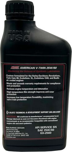Klotz American V-Twin Synthetic Motorcycle Oil Lubricant 20W-50 for Harley-Davidson Air-Cooled Engine – Wear Protection & Antioxidant | KH-2050, 4 Quarts Value Pack in Saudi Arabia