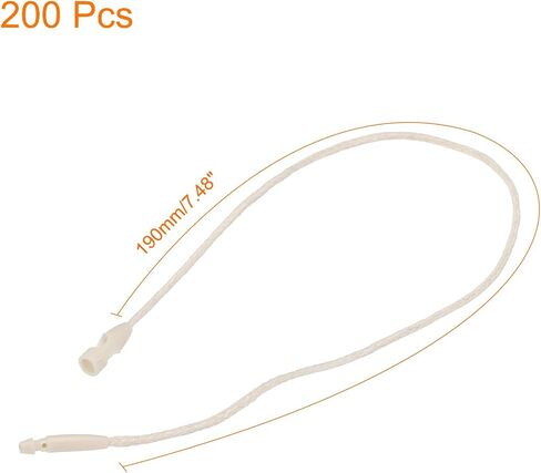 MECCANIXITY Polyester Rope Hang Tag String Snap Lock Pins Loop Price Tag Fastener,Plastic Tags Ties,190mm/7.48 Inch Length,1mm/0.04 Inch Dia,Pack of 200,Beige in Saudi Arabia