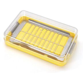 Stainless Steel Butter Slicer Cutter Container with Lid & Fork, 16 Oz Covered Stick Butter Dish for Refrigerator, Butter Cutter and Storage Case, Kitchen Countertop Butter Keeper Holder