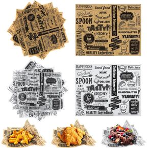 LOTMER 300 PCS Deli Paper Sheets, 8 x 10 Inch Greaseproof Deli Wrapping Sheets Basket Liners Food Picnic Paper Sheets for Party, BBQ, Restaurant, Festival