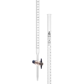 EISCO - Burette, 50mL - Class A, ±0.05mL Accuracy - Borosilicate Glass - Straight Bore PTFE Stopcock - 0.1mL White Graduations