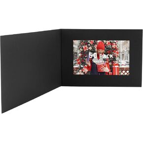 Golden State Art, Pack of 100, 4x6 or 6x4 Photo Folders, Cardboard Picture Frame, Paper Photo Frame Cards, Greetings/Invitation Cards, Special Events: Graduation, Christmas, Wedding(Black)