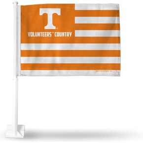 Rico Industries NCAA Tennessee Volunteers Country Double Sided Double Sided Car Flag - 16" x 19" - Strong Pole That Hooks onto Car/Truck/Automobile