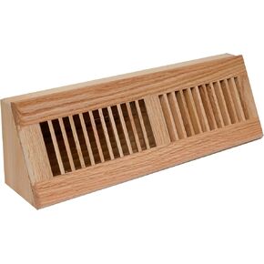 Fits 18" Baseboard Space | Wooden Corner Baseboard Register by Handua | Return Air Grille | 18" External Length Decorative Air Supply Vent Cover | Pre-Finished Natural Red Oak [Face] Wood Air Diffuser