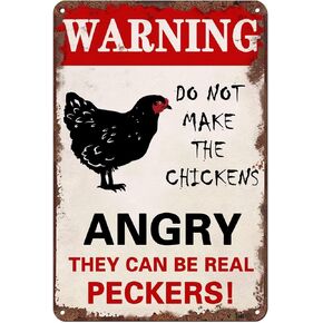 Funny Chicken Metal Sign ; Farm Fresh Nuggets Squeezed Daily ; Farm House Kitchen Accessories and Decor ; Wall Plaque for Home Kitchen Bar Coffee Shop 8x12 In