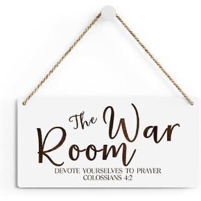 SENJIAN Rustic Bible Verse Wood Decor Sign, Colossians 4:2 Scripture Printed Wood Sign Wall Art, Hanging Door Sign, Christian Decorative Wood Sign Home Office Decor 12" x 6"