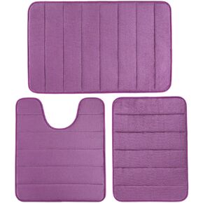3Pc Bathroom Rug Sets, Non Slip Memory Foam Bathroom Bath Mat Rug 3 Piece Set, Extra Absorbent Soft Bath Mat Sets, Washable Area Rugs for Bathroom, Toilet(White)