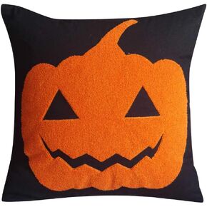 Embroidered Halloween Decor Pillow Cover, Decorative Canvas Pillow Cover for Halloween Style Decor (Boo)