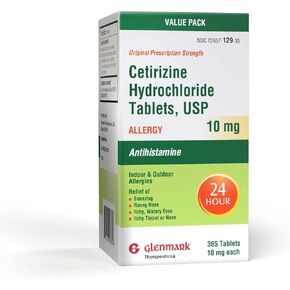 24-Hour Allergy Medicine, Cetirizine HCl USP, Antihistamine for Pollen, Hay Fever, Dry, Itchy Eyes, Allergies, 10mg Tablets, 365 count