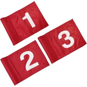 3PCS Numbered Golf Flag 8x6 Inch Upgraded 420D Nylon Putting Green Golf Flags with Tube Inserted, Mini Practice Golf Target Flag for Yard Backyard Garden Outdoor Indoor
