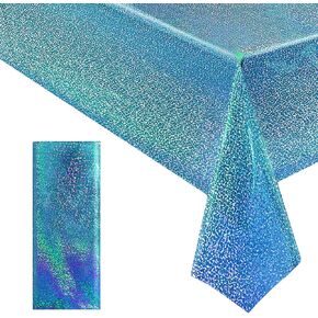 2 pcs Pink & Black Holographic Laser Tablecloth 40" x 108" Party Table Cloth Shimmer Shining Plastic Metallic Table Cover for Pink Halloween Decor Girls Baby Shower Birthday Party Supplies